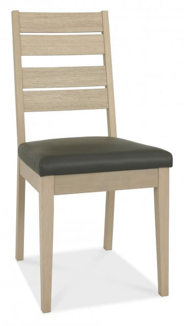 Bentley Designs Oakham Scandi Oak Chair - Dark Grey Bonded Leather (Pair)